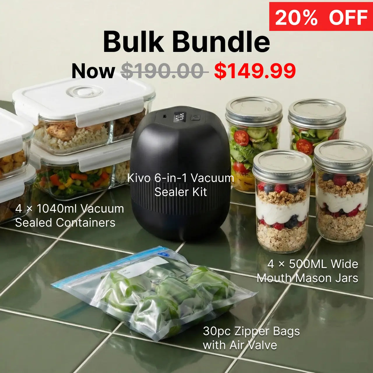 Kivo 6-in-1 Mason Jar Vacuum Sealer